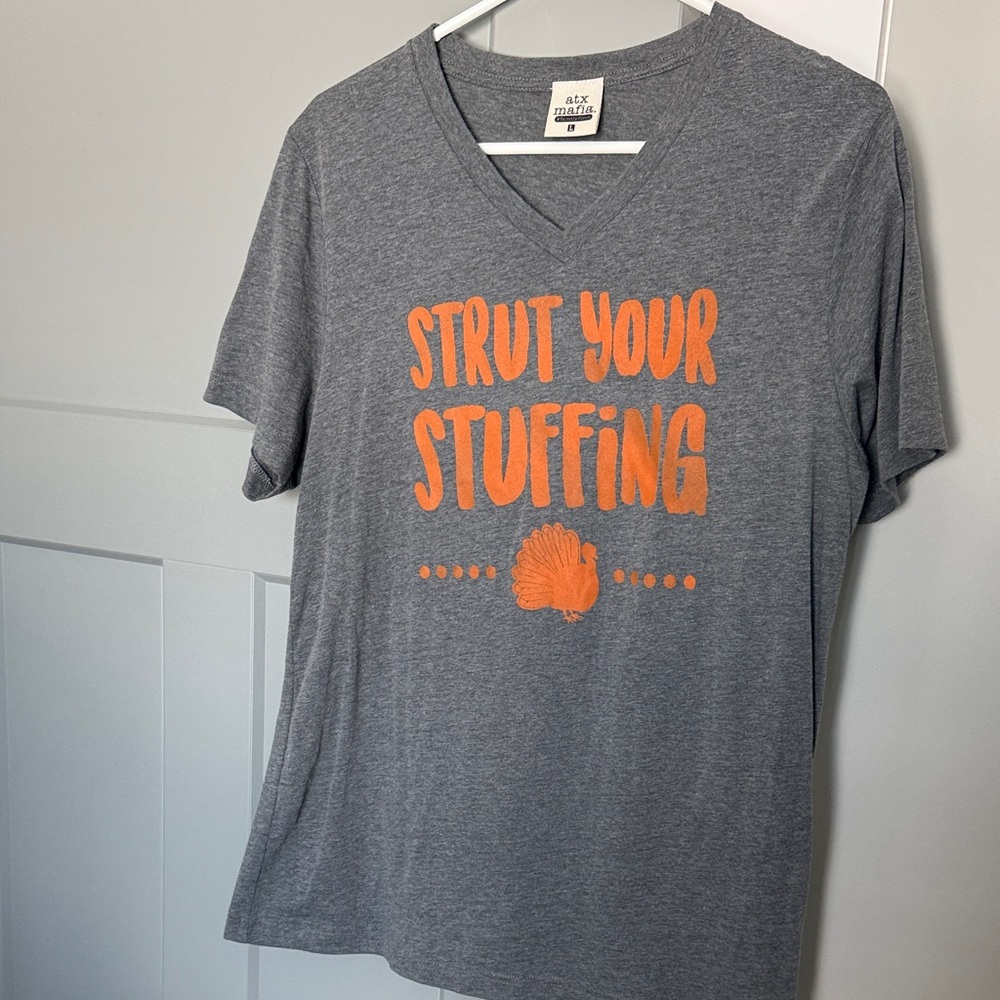 Atx Mafia Charcoal and Tangerine V-Neck Tee